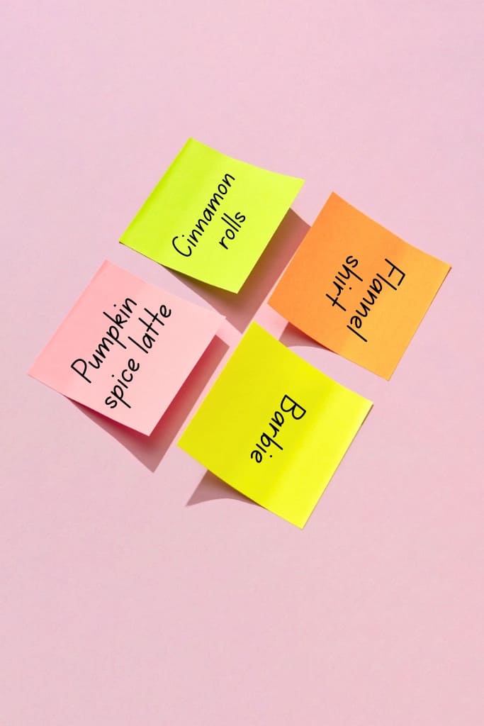 Sticky notes for “who am I” game