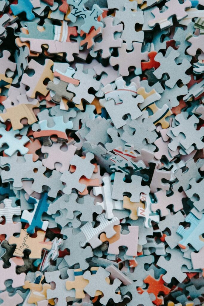Assorted puzzle pieces