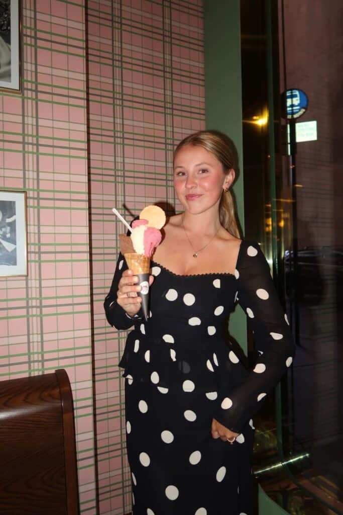 Woman eating ice cream