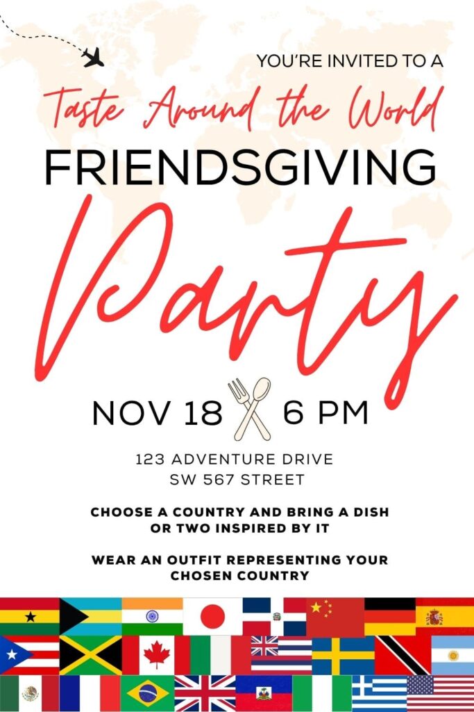 Around the world party invitation