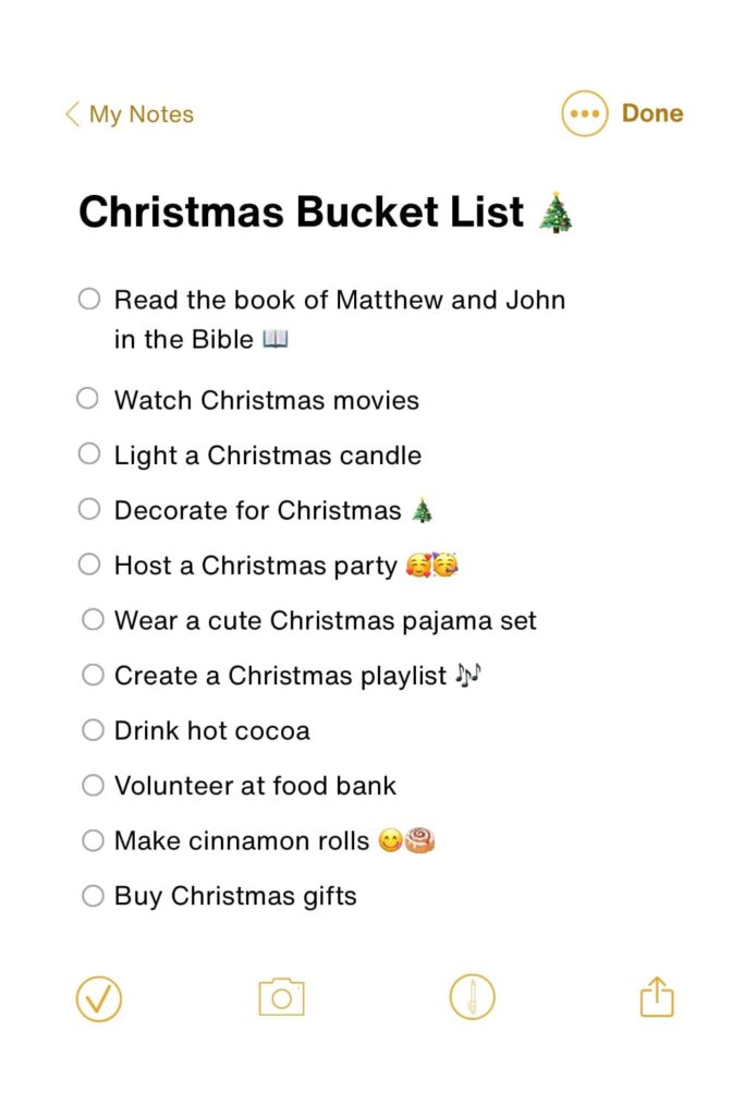 Christmas bucket list ideas