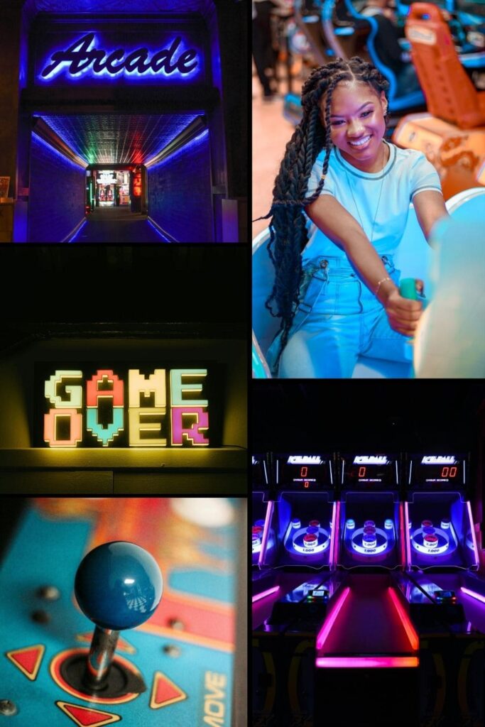Playing games at the arcade