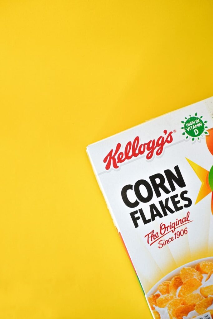 Cereal box of corn flakes