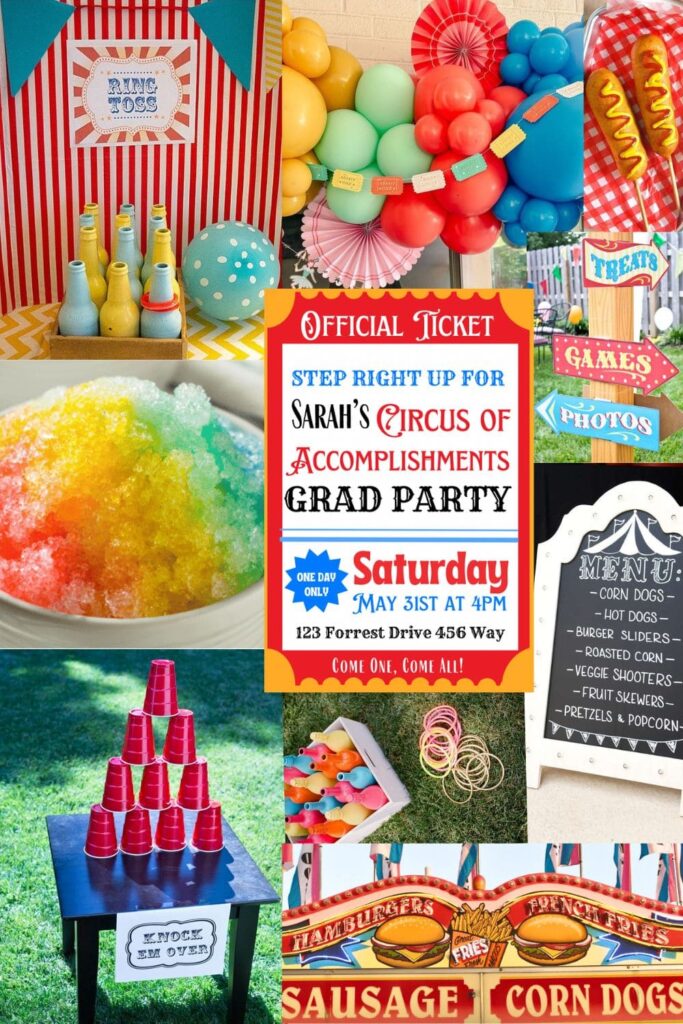 Circus of accomplishments outdoor graduation party idea