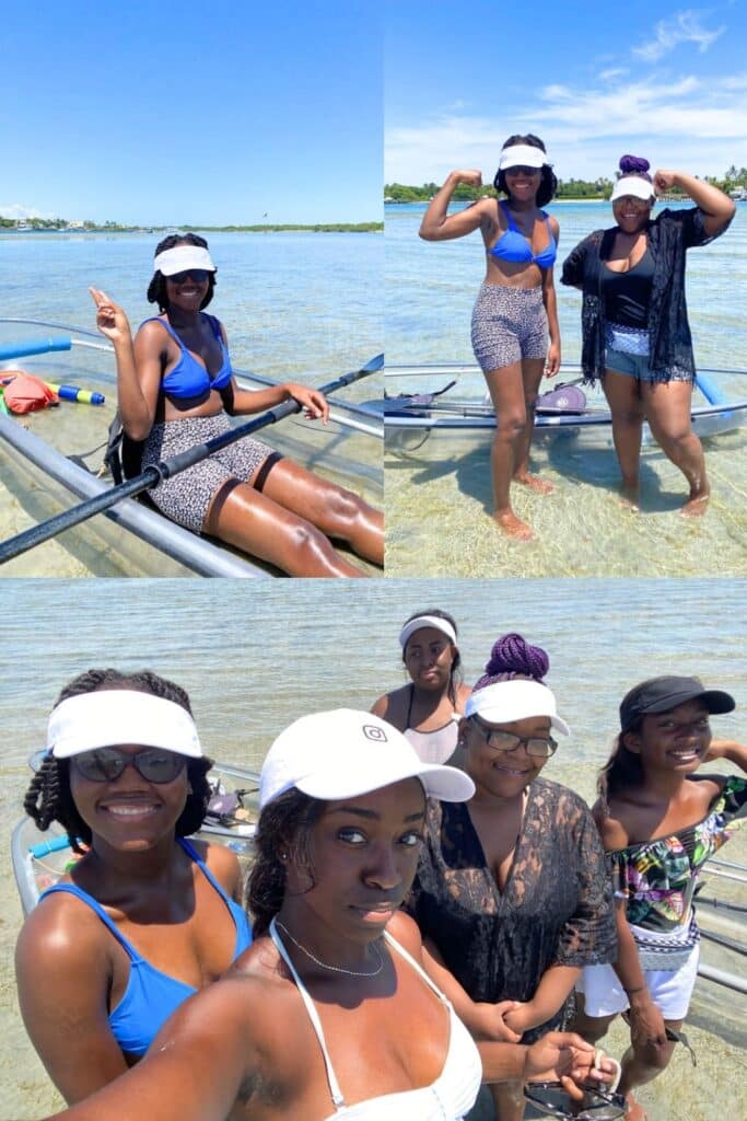 Group of young women kayaking
