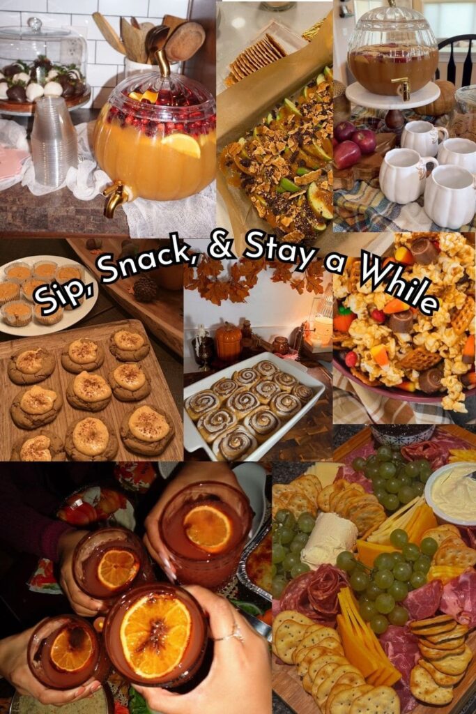 Sip, snack, and stay a while Friendsgiving theme