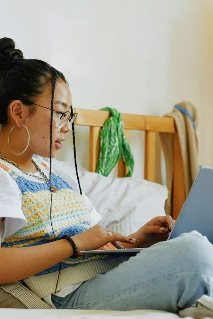 Woman online shopping