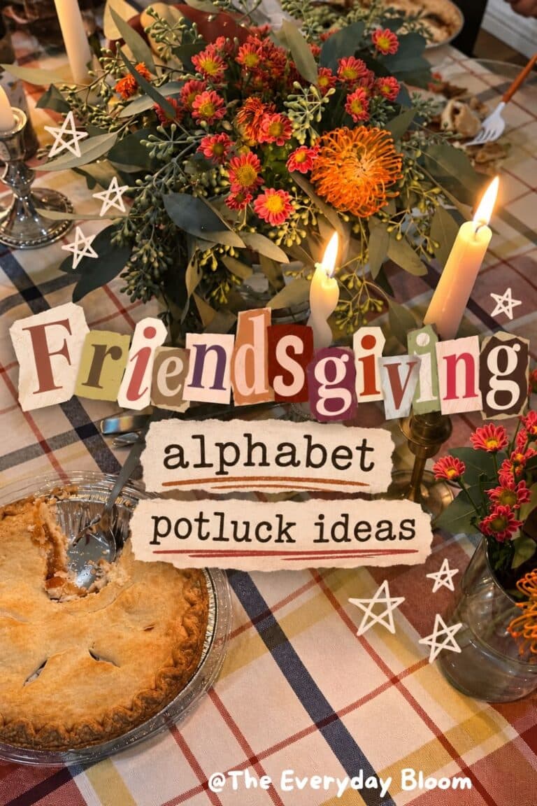 Alphabet Friendsgiving potluck ideas