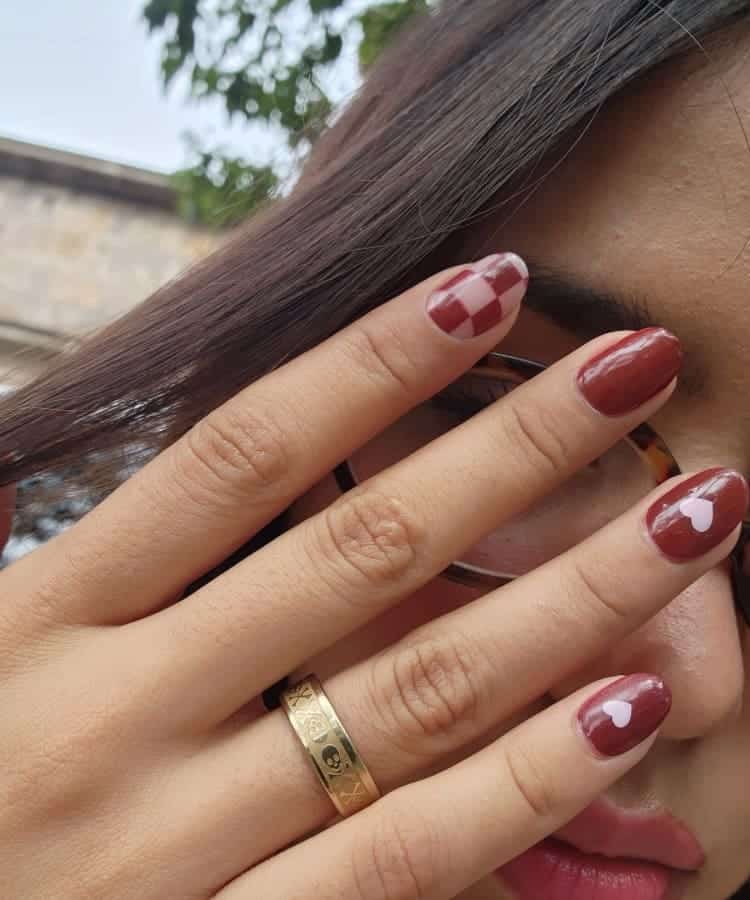 Checkered and Heart Nails