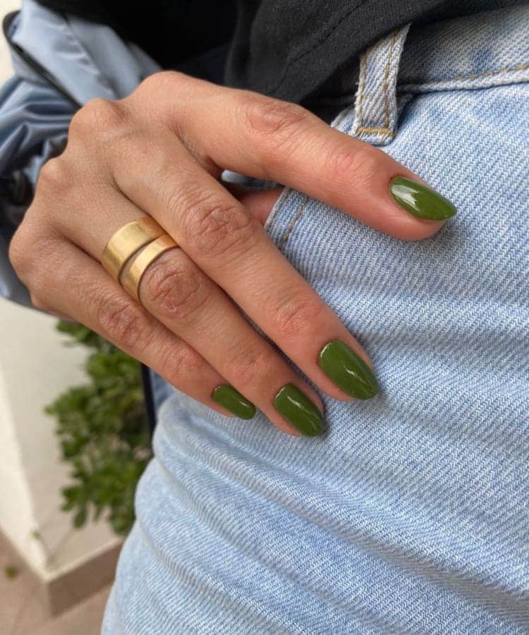 Solid Green Nails