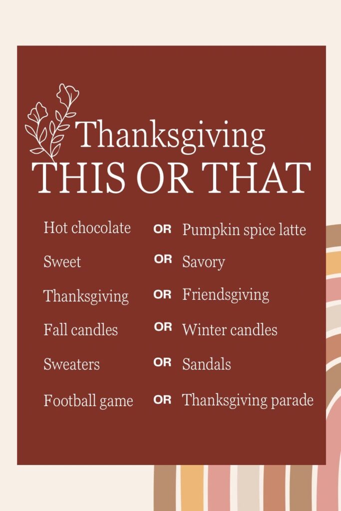 Thanksgiving this or that questions
