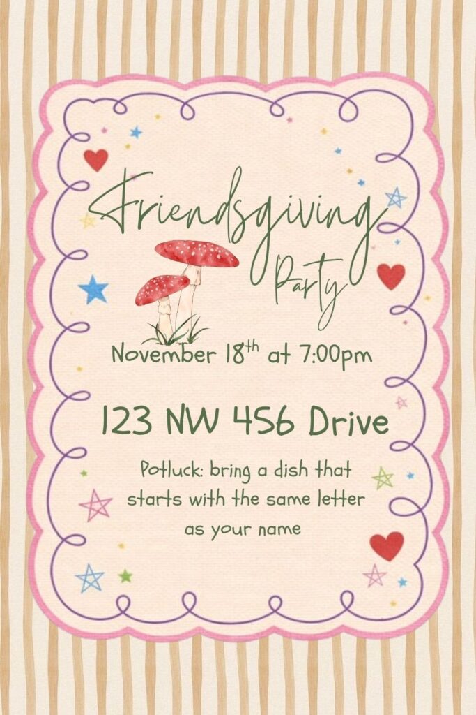 Whimsical Friendsgiving party invitation