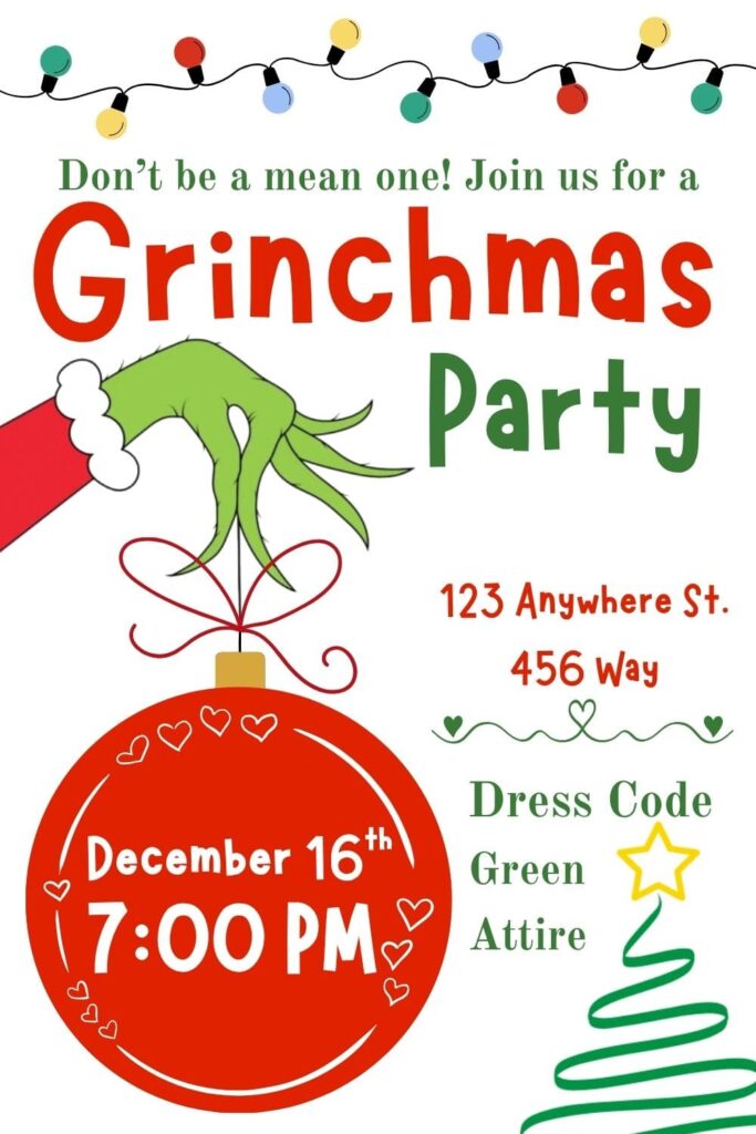Grinch party invitation