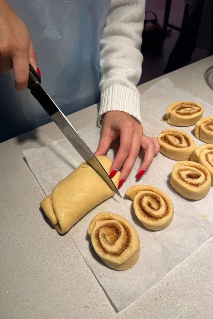 Making cinnamon rolls